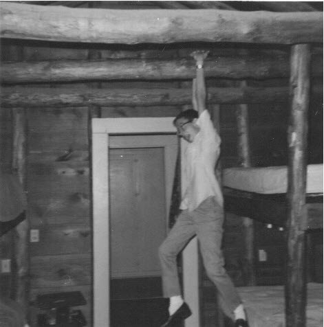 Bob Watson hangs from Rafters